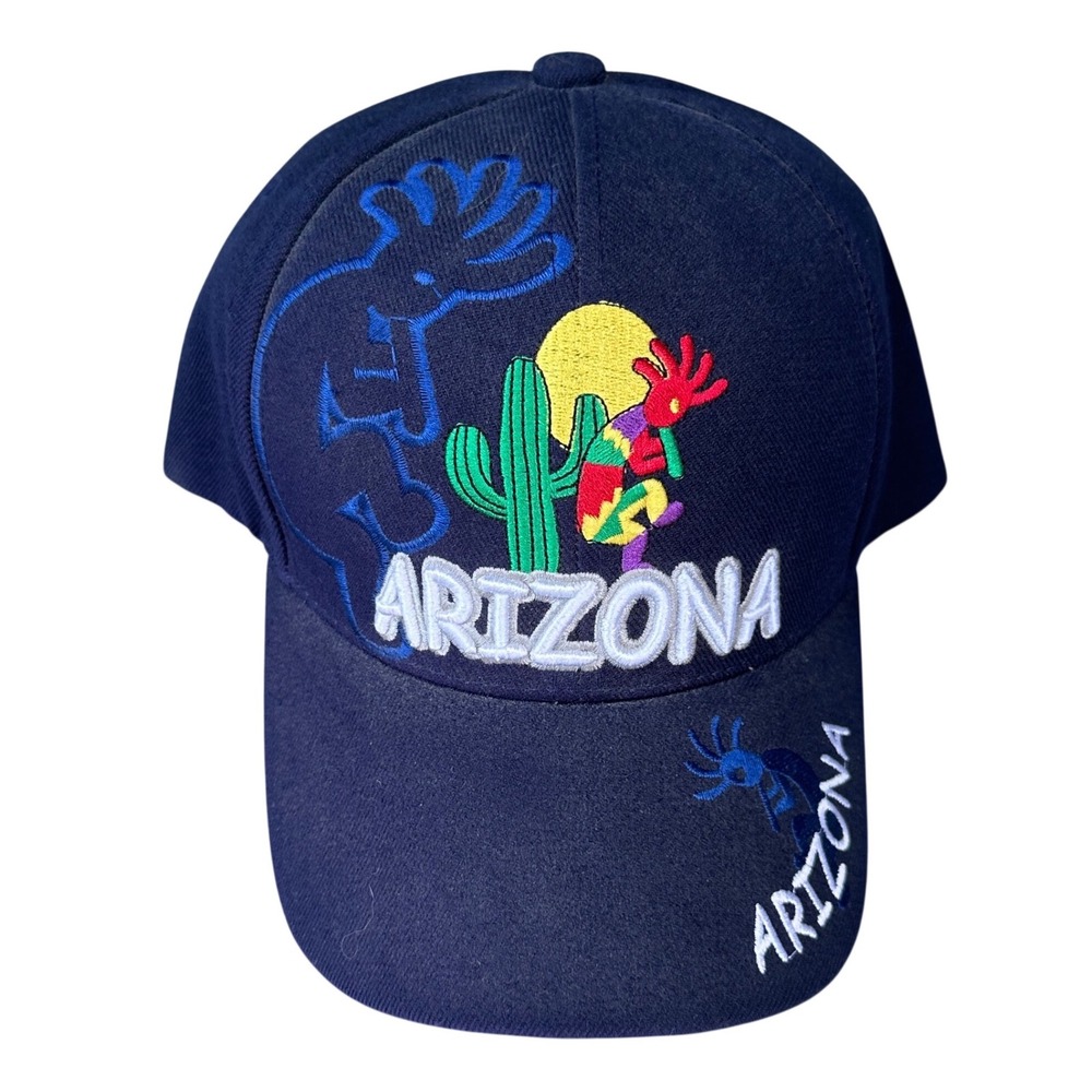 Arizona Kokopelli Souvenir Baseball Cap Navy Blue Embroidered Santo Cap Hat